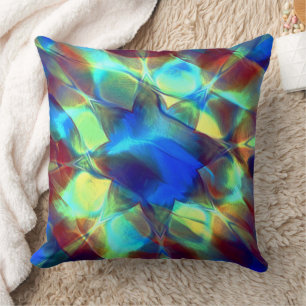 Cojín Decorativo Flor digital azul intensa que contrasta con marrón