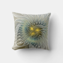Cojín Decorativo Flor dorada Fantasía arte fractal abstracto