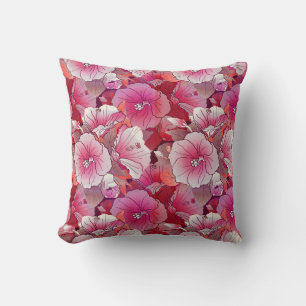Cojín Decorativo Flor Elegante Tropical Rosa Y Blanca Hibiscus