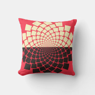Cojín Decorativo Flor estilizada: marfil rojo negro