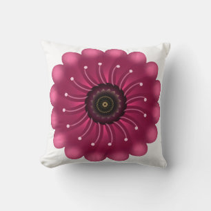Cojín Decorativo Flor Fantasía Rosa Brillante   Floral Neón Abstrac