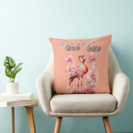 Cojín Decorativo Flor Flamingo | Arte acuático rosa