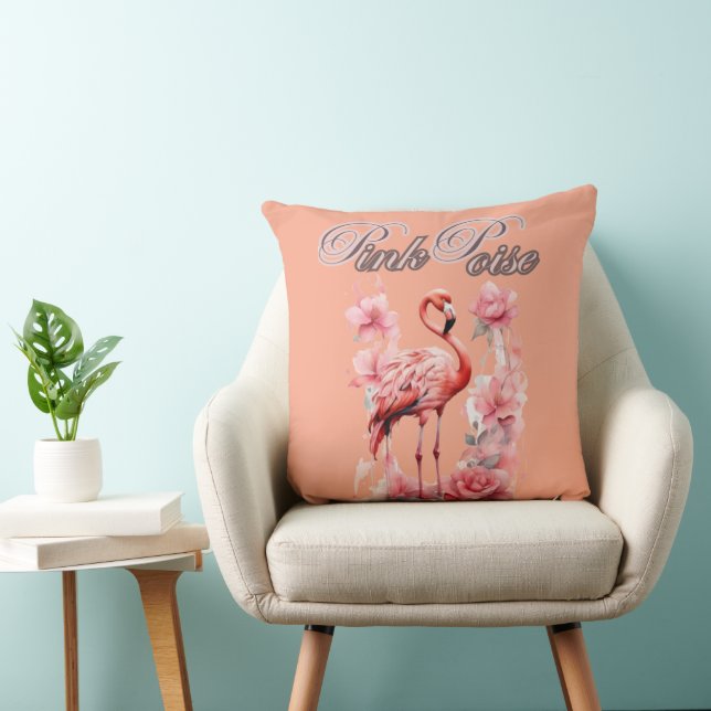Cojín Decorativo Flor Flamingo | Arte acuático rosa (Silla)