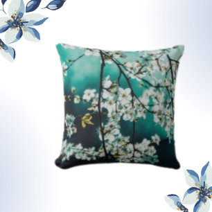 Cojín Decorativo Flor floral de primavera blanca