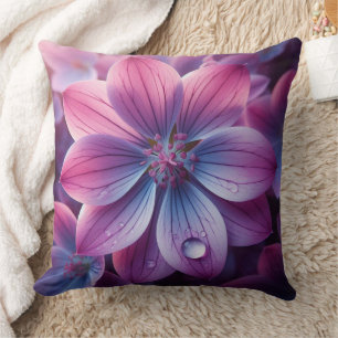 Cojín Decorativo Flor floral púrpura y rosa de lago