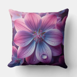 Cojín Decorativo Flor floral púrpura y rosa de lago