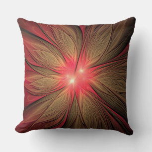 Cojín Decorativo Flor fractal de fanatismo rojo