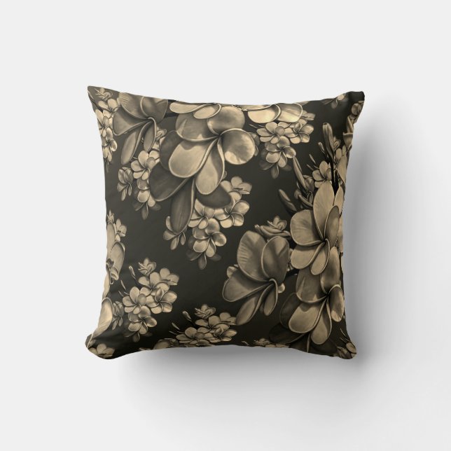 Cojín Decorativo flor gris crema negra Throw pillow (Anverso)