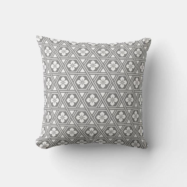 Cojín Decorativo Flor gris geométrico moderno (Anverso)