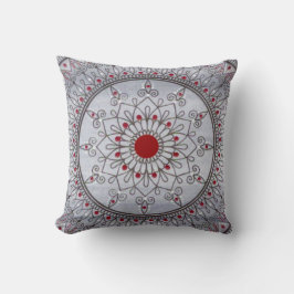 Cojín Decorativo Flor gris y roja bonita dibujada mano de la