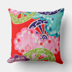 Cojín Decorativo Flor, hoja, patrón de rueda, diseño japonés