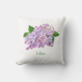 Cojín Decorativo flor lilac púrpura acuarela botánica