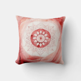 Cojín Decorativo Flor mandala de color rojo