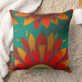 Cojín Decorativo flor marroquí dorada roja naranja azul turquesa