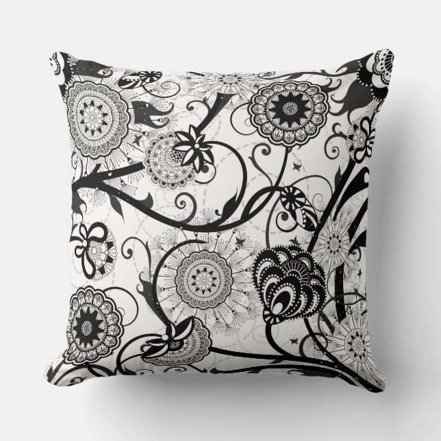 Cojín Decorativo Flor moderna monocroma (Anverso)