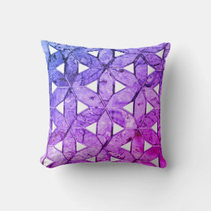 Cojín Decorativo Flor morada rosa azul de la vida, geometría asusta