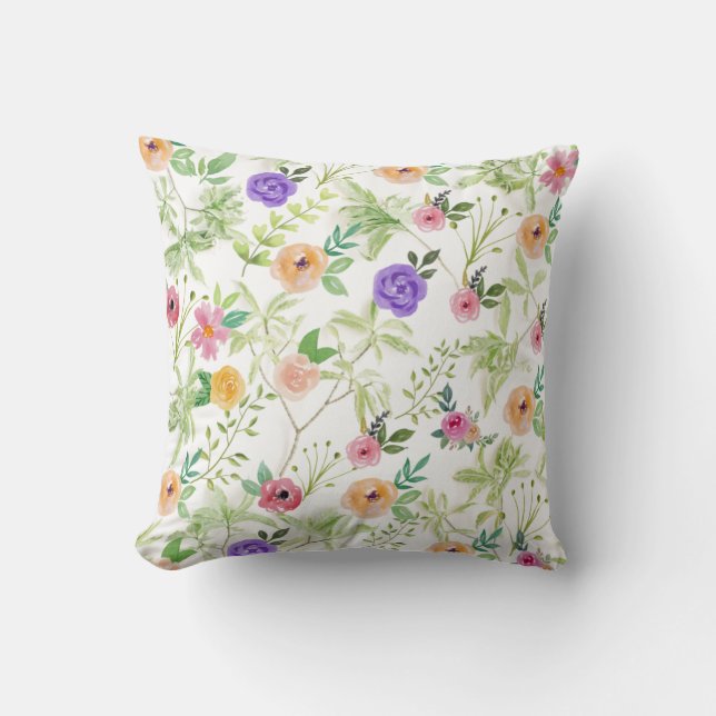 Cojín Decorativo Flor morada verde rosa (Anverso)