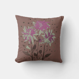 Cojín Decorativo Flor morada vintage marrón