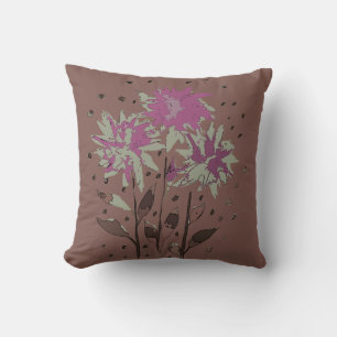 Cojín Decorativo Flor morada vintage marrón