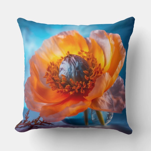 Cojín Decorativo Flor naranja (Anverso)