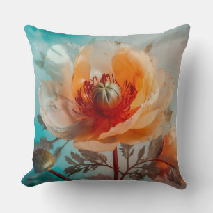 Cojín Decorativo Flor Naranja Delicada