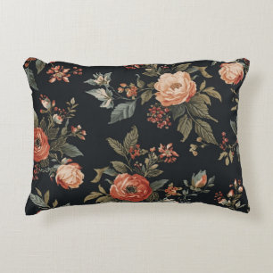 Cojín Decorativo Flor naranja quemada Salvia negra Dark Cottagecore