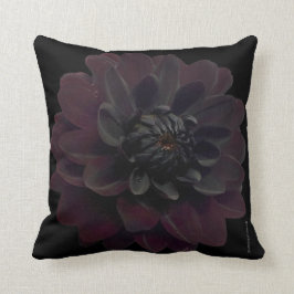 Cojín Decorativo Flor negra floral moderna de la dalia