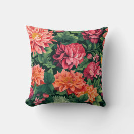 Cojín Decorativo Flor negra vibrante y rosa naranja