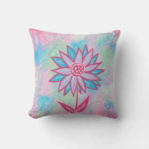Cojín Decorativo Flor Pastel dibujada a mano