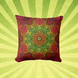 Cojín Decorativo Flor psicodélica Kaleidoscopo Verde y Rojo