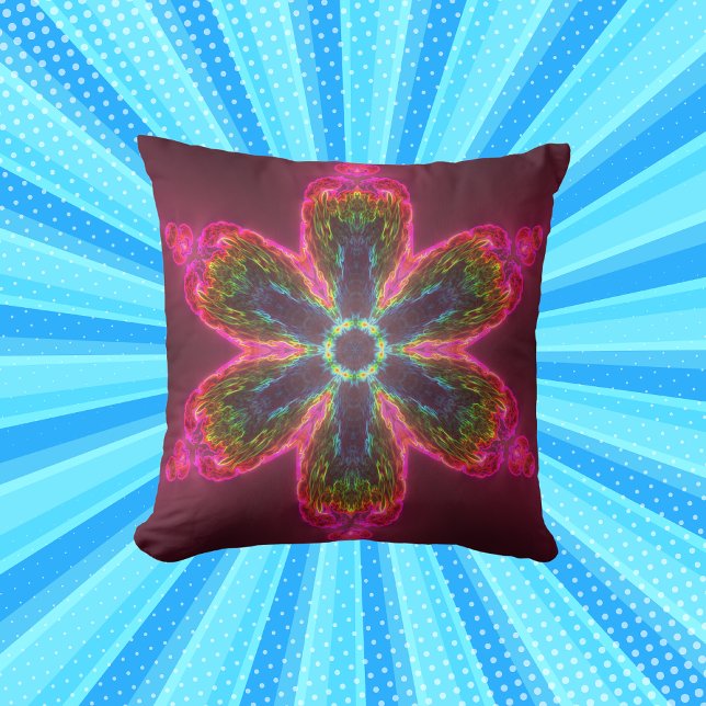 Cojín Decorativo Flor psicodélica Kaleidoscopo verde y rosa (Subido por el creador)