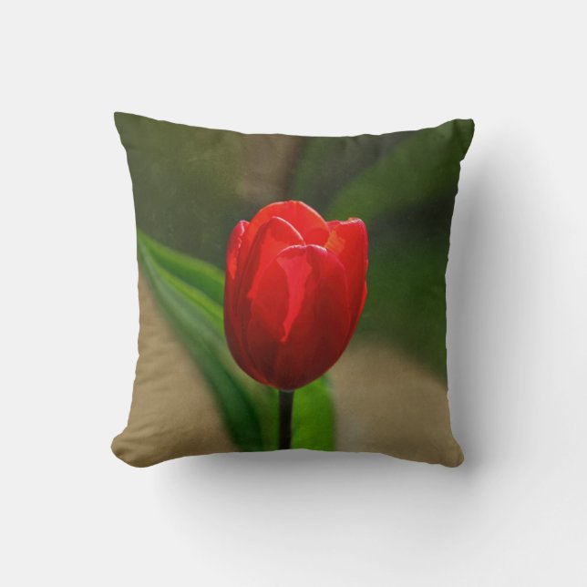 Cojín Decorativo Flor roja de la primavera del tulipán (Anverso)