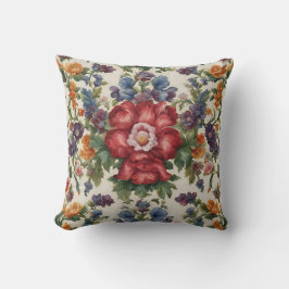 Cojín Decorativo Flor Roja Refinada Increíble y Flores Delgadas