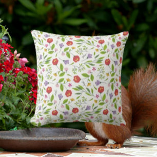 Cojín Decorativo Flor roja y púrpura