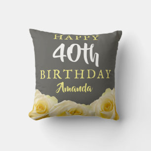 Cojín Decorativo Flor rosa amarilla Floral 40 cumpleaños