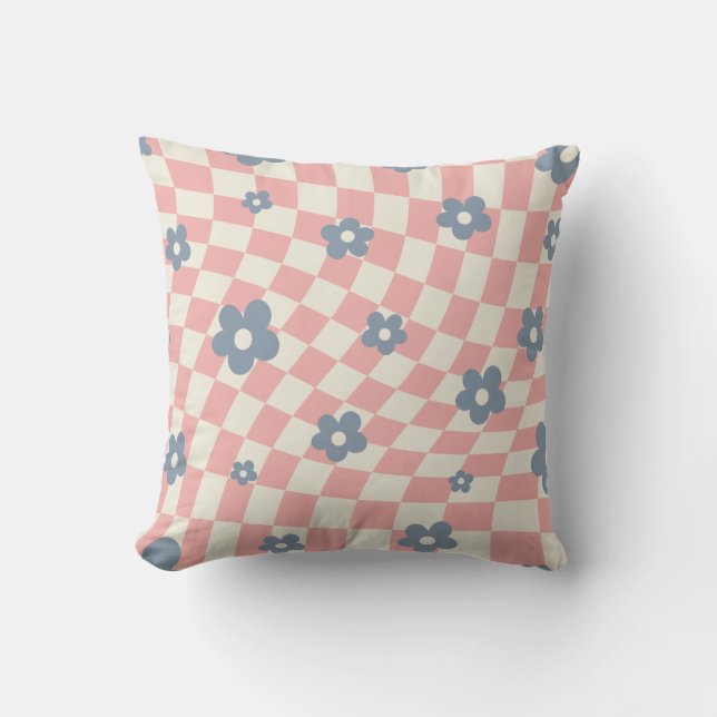 Cojín Decorativo Flor rosa azul transparente (Anverso)
