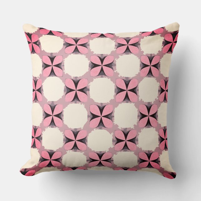 Cojín Decorativo Flor rosa claro de cuatro Petales (Anverso)