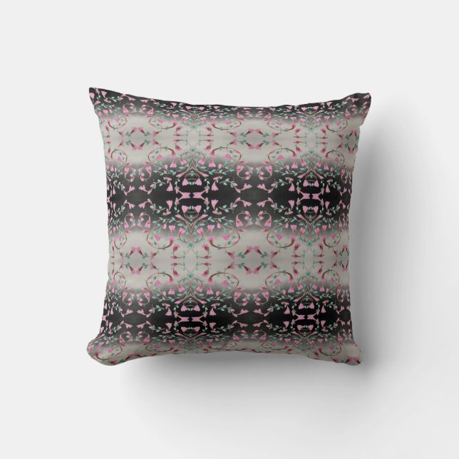 Cojín Decorativo Flor rosa con patrones (Anverso)