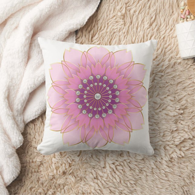 Cojín Decorativo Flor rosa pastel con perlas (Manta)