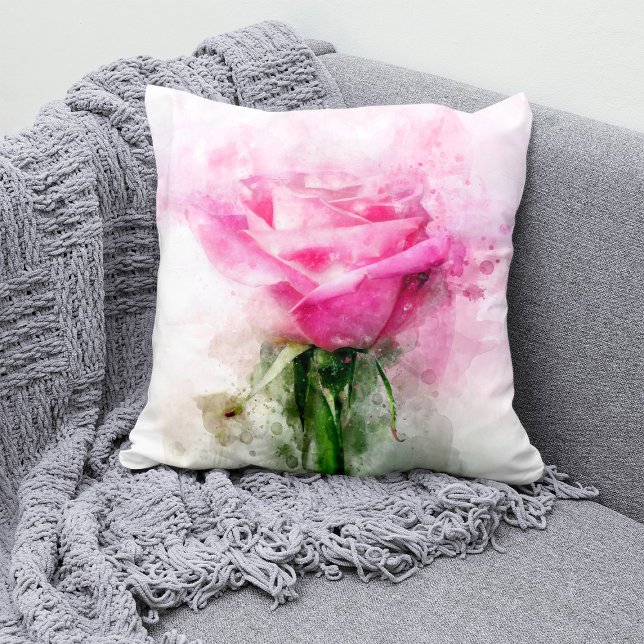 Cojín Decorativo Flor rosa rosa acuarela - wb (Subido por el creador)