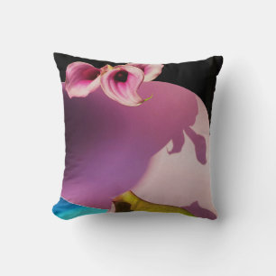 Cojín Decorativo Flor rosa y amarilla en papel rosa