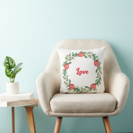 Cojín Decorativo Flor rosa y guirnalda de Navidades de Pomegrana |