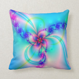 Cojín Decorativo Flor rosada bonita del fractal