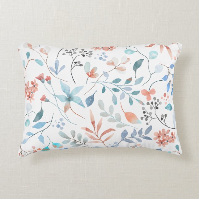 Cojín Decorativo Flor silvestre acuarela (Anverso)