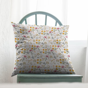 Cojín Decorativo Flor silvestre acuarela