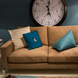 Cojín Decorativo Flor silvestre acuarela monograma azul oceánico