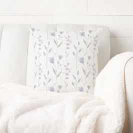 Cojín Decorativo Flor silvestre acuarela púrpura azul