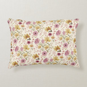 Cojín Decorativo Flor silvestre acuarela rosa