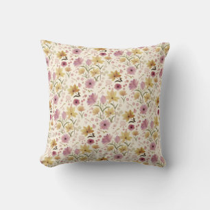 Cojín Decorativo Flor silvestre acuarela rosa
