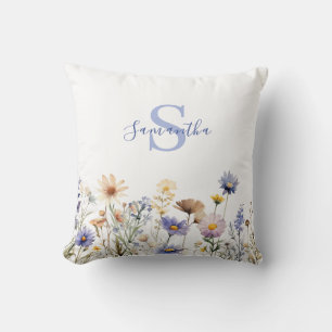 Cojín Decorativo Flor silvestre azul personalizada